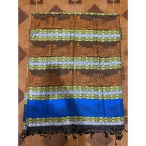 Vintage 100%‎ New Silk Scarf of Angkor Wat Temple in Cambodia